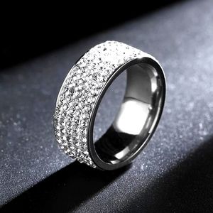 5 Row AAA crystal thick band ring Unisex Engagement NWT